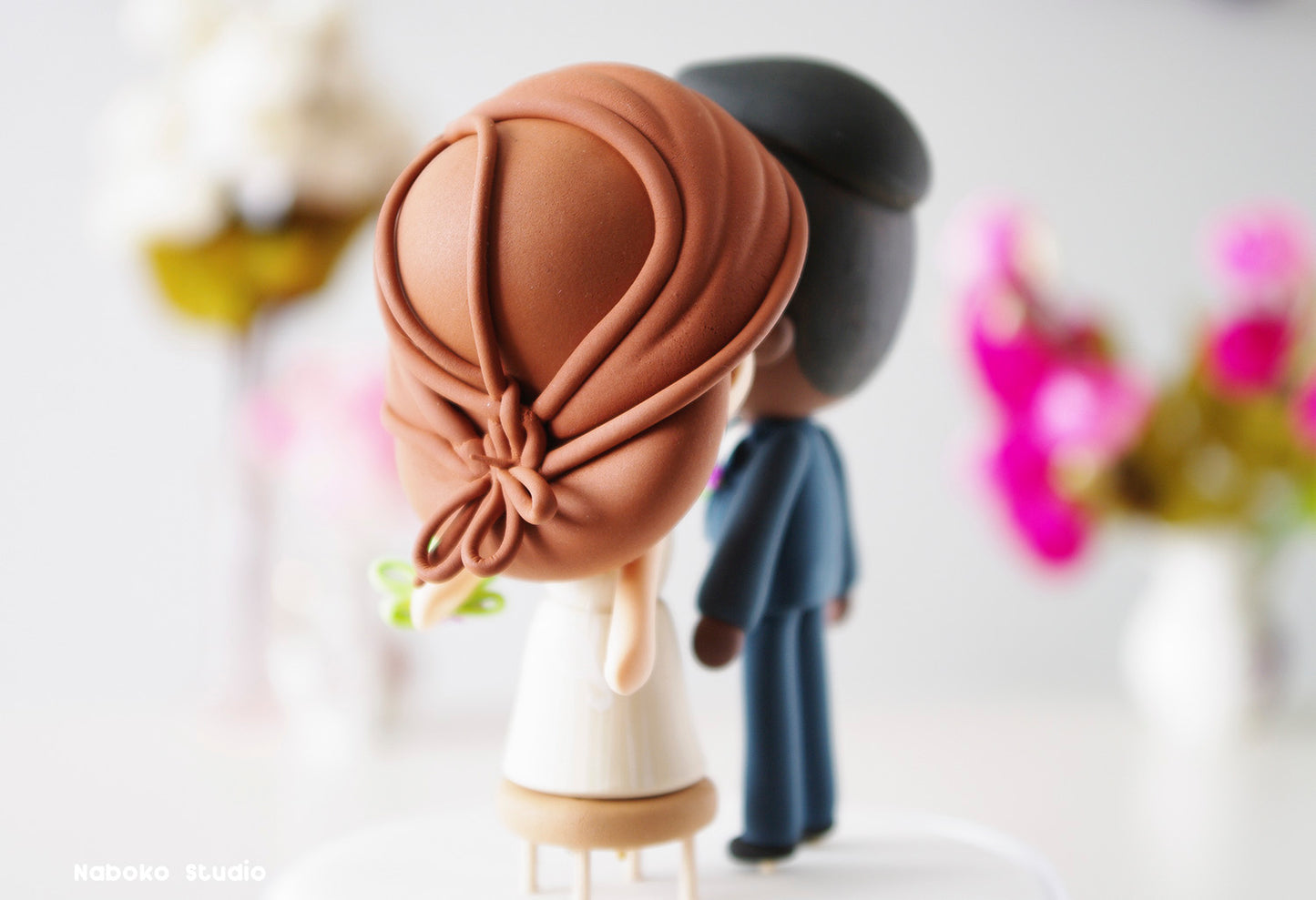 Custom Wedding Cake Topper | Short Bride Tall Groom Figurine