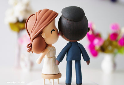 Custom Wedding Cake Topper | Short Bride Tall Groom Figurine