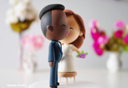 Custom Wedding Cake Topper | Short Bride Tall Groom Figurine