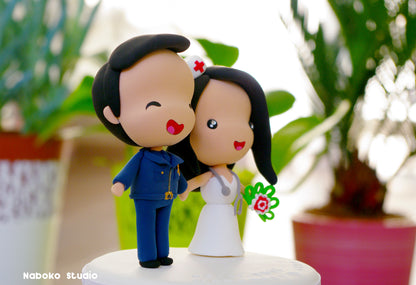 Police and Nurse Wedding Cake Topper Funny | Nurse Bride and Police Officer Groom Figurine