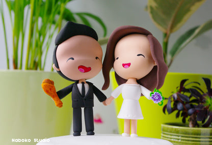 Custom Funny Wedding Cake Topper | Just Married Couple Figurine