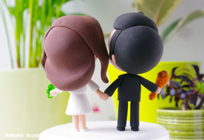 Custom Funny Wedding Cake Topper | Just Married Couple Figurine