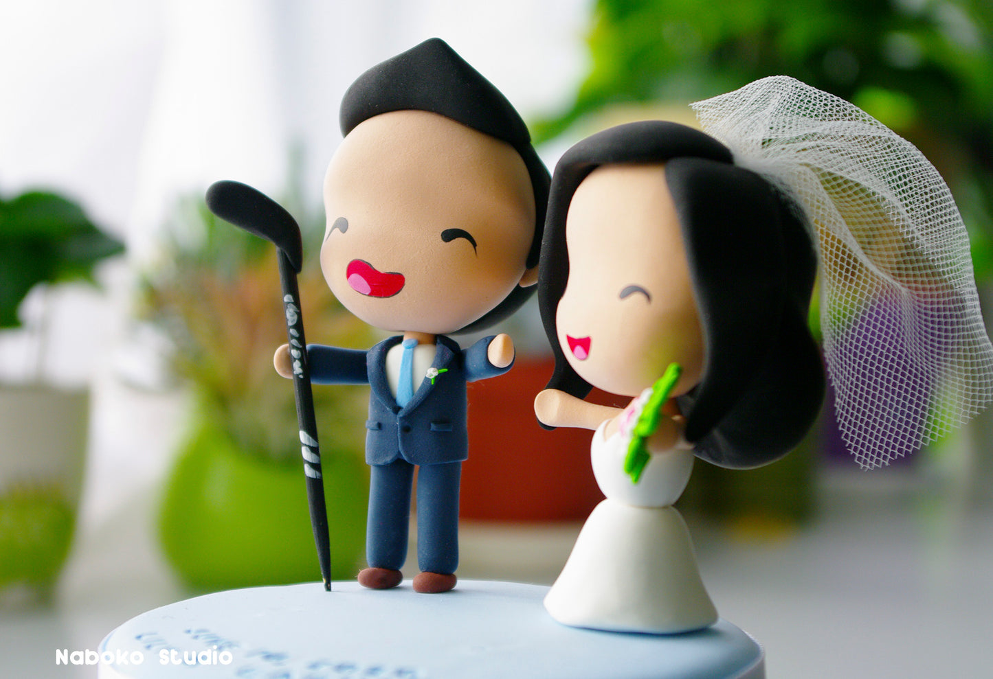 Custom Wedding Cake Topper Funny | Bride and Hockey Player Groom Figurine