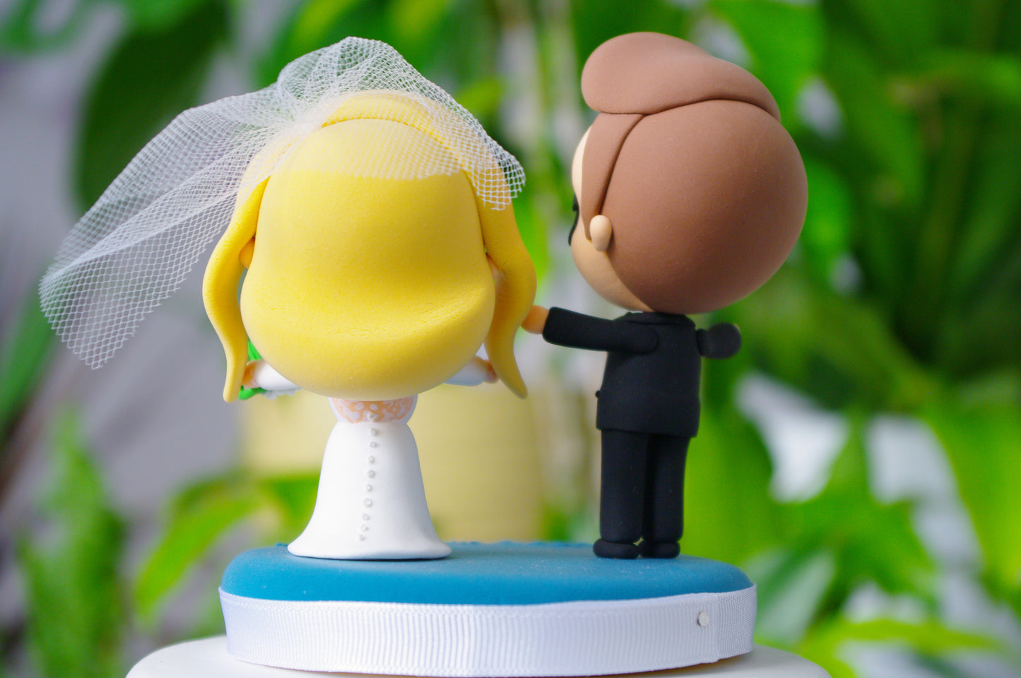 Custom Wedding Cake Topper | Groom and Blonde Bride Figurine