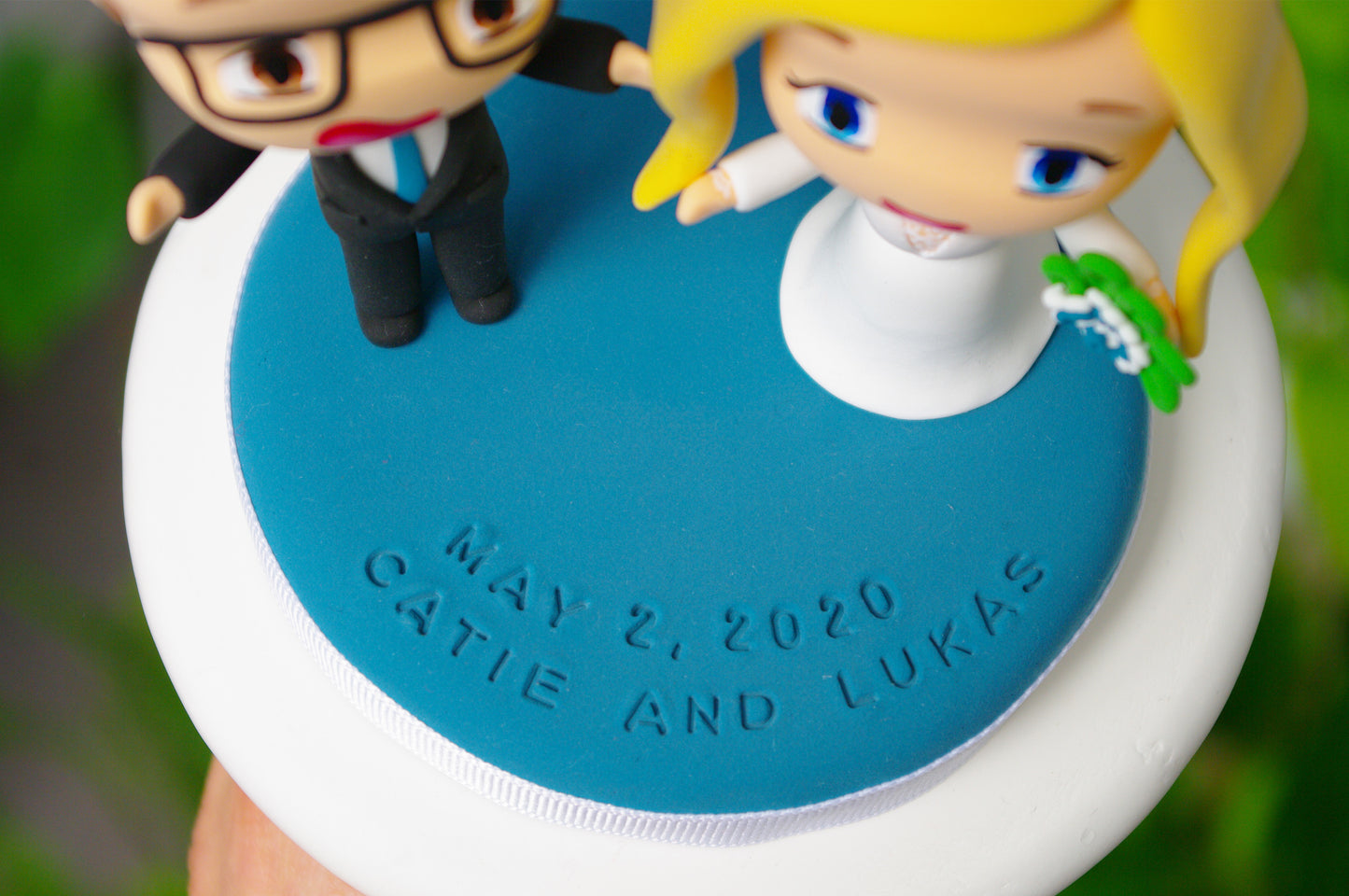 Custom Wedding Cake Topper | Groom and Blonde Bride Figurine