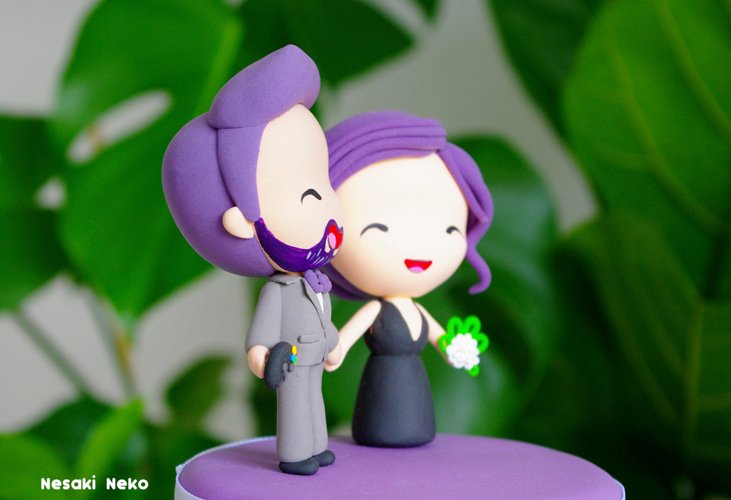 Custom Wedding Cake Topper | Bride and Gamer Groom Figurine