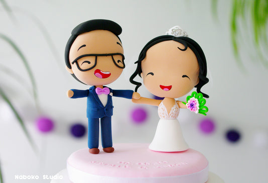 Custom Funny Wedding Cake Topper | Just Married Couple Figurine