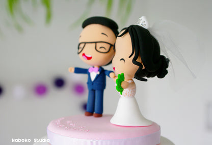 Custom Funny Wedding Cake Topper | Just Married Couple Figurine