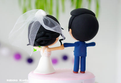 Custom Funny Wedding Cake Topper | Just Married Couple Figurine