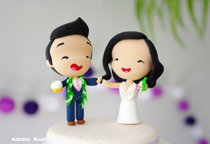 Hawaii Wedding Cake Topper | Custom Bride and Groom Figurine