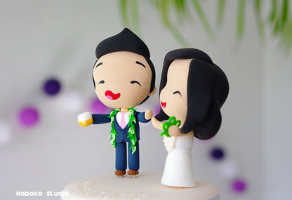 Hawaii Wedding Cake Topper | Custom Bride and Groom Figurine