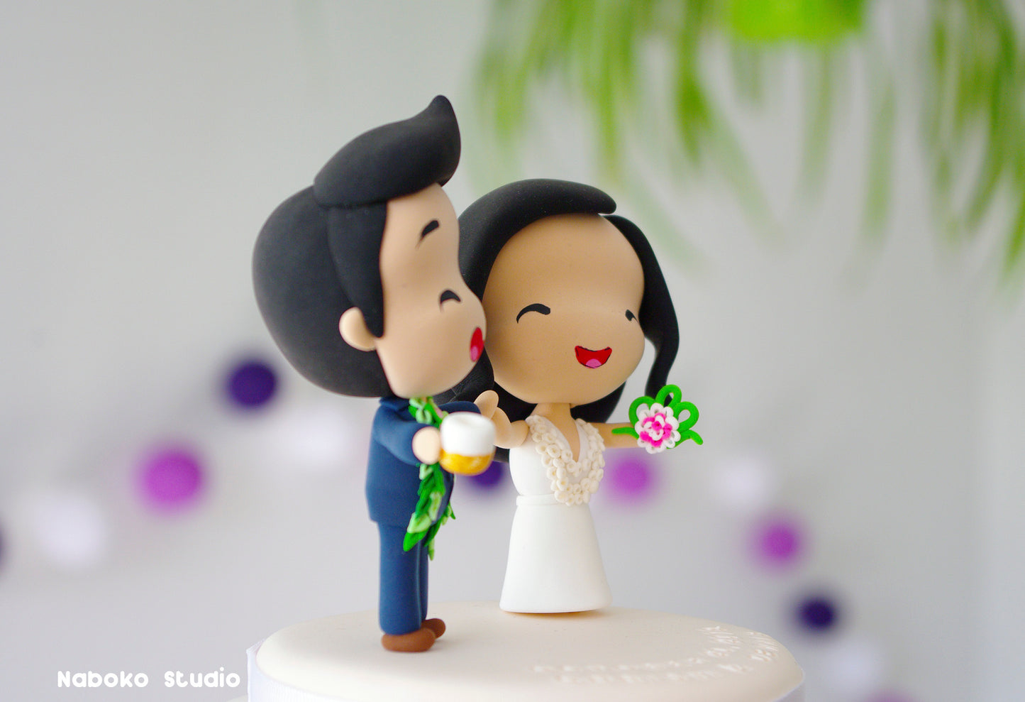 Hawaii Wedding Cake Topper | Custom Bride and Groom Figurine