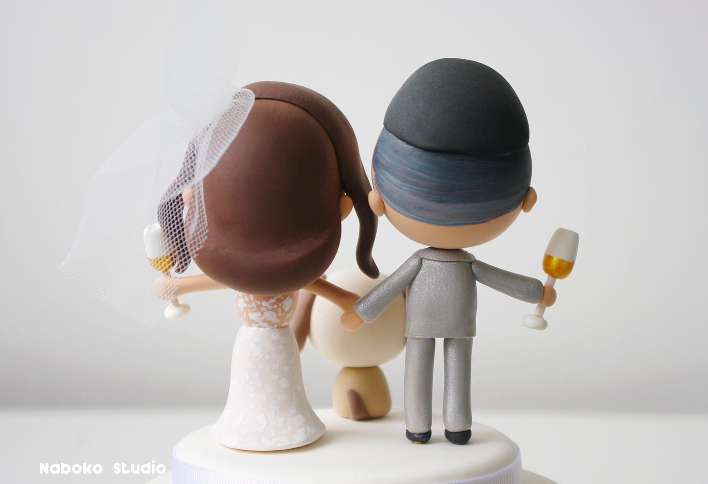 Custom Wedding Cake Topper with Dog | Bride and Groom with Dog