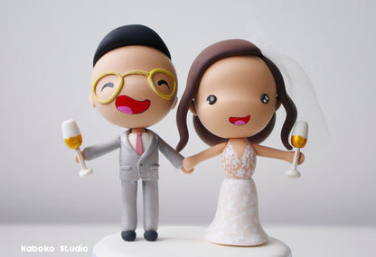 Custom Wedding Cake Topper Funny | Just Married Couple Figurine