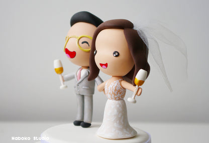 Custom Wedding Cake Topper Funny | Just Married Couple Figurine