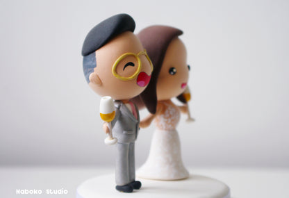 Custom Wedding Cake Topper Funny | Just Married Couple Figurine