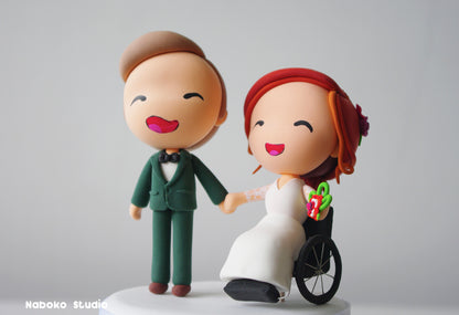 Custom Wedding Cake Topper | Groom and Wheelchair Bride Figurine