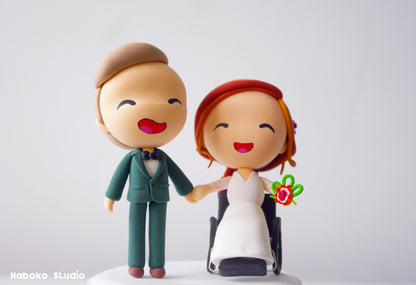 Custom Wedding Cake Topper | Groom and Wheelchair Bride Figurine