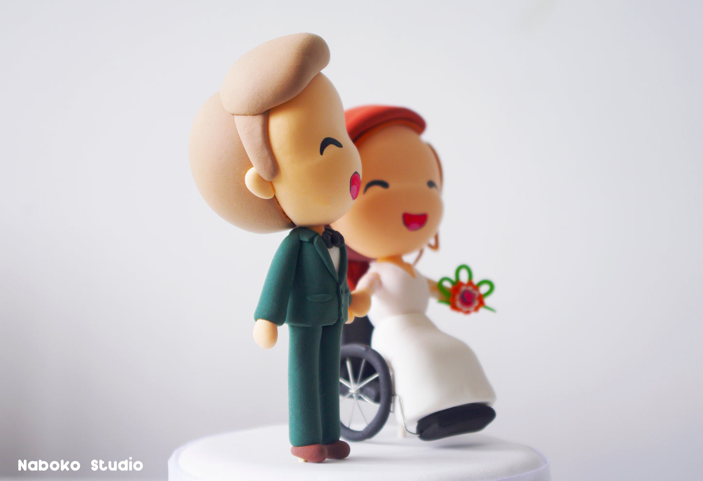 Custom Wedding Cake Topper | Groom and Wheelchair Bride Figurine