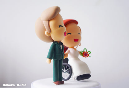 Custom Wedding Cake Topper | Groom and Wheelchair Bride Figurine