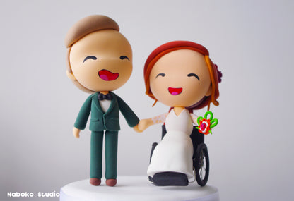 Custom Wedding Cake Topper | Groom and Wheelchair Bride Figurine