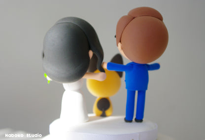 Custom Wedding Cake Topper with Dog | Bride and Groom with Dog