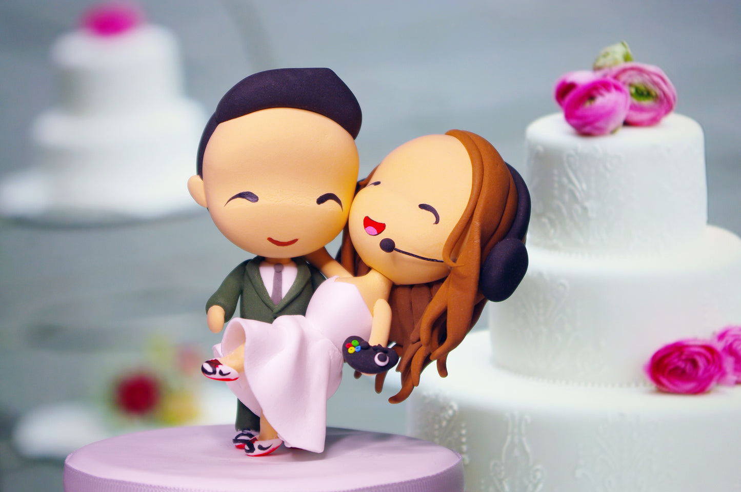 Funy Wedding Cake Topper Figurine | Bride and Groom in Dance Dip Pose