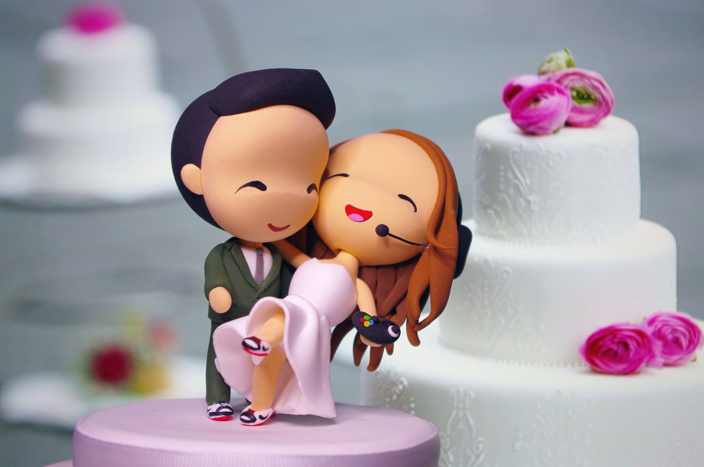 Funy Wedding Cake Topper Figurine | Bride and Groom in Dance Dip Pose