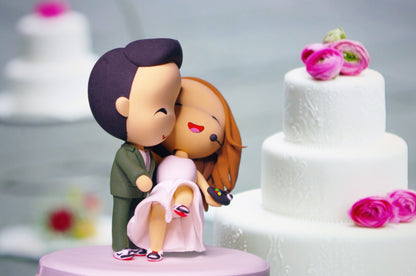 Funy Wedding Cake Topper Figurine | Bride and Groom in Dance Dip Pose