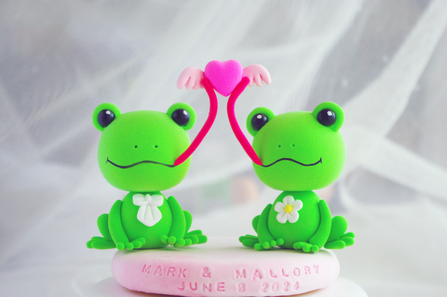 Frogs Catching a Flying Heart | Funny Wedding Cake Topper