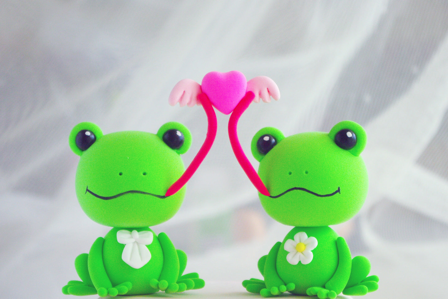 Frogs Catching a Flying Heart | Funny Wedding Cake Topper