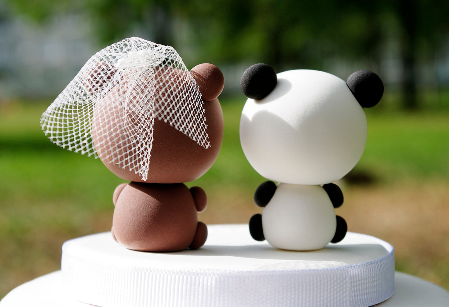 Panda and Bear Wedding Cake Topper Figurine | Animal Cake Topper