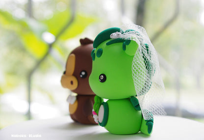 Bull and Dragon Wedding Cake Topper | Kawaii Bride and Groom Figurine