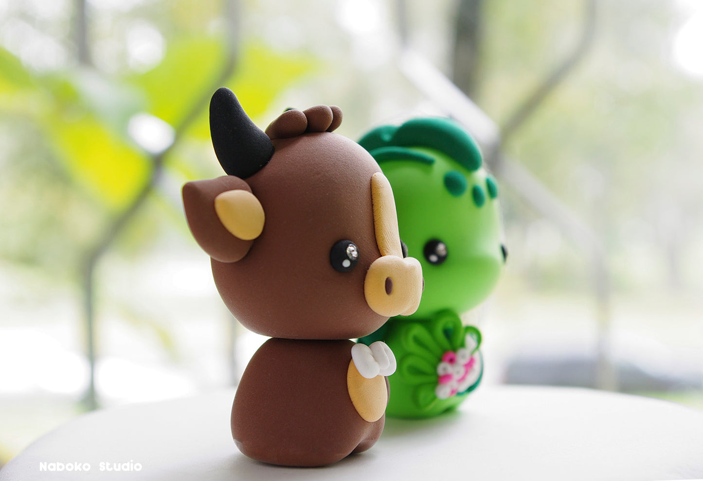 Bull and Dragon Wedding Cake Topper | Kawaii Bride and Groom Figurine