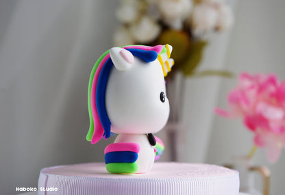 Unicorn Wedding Cake Topper | Kawaii Bride and Groom Figurine