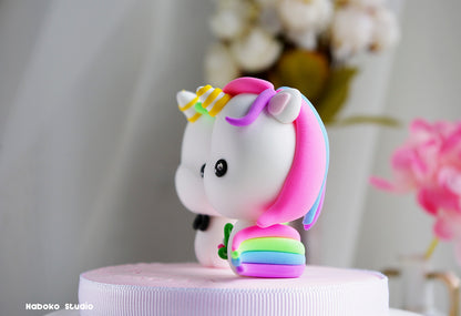 Unicorn Wedding Cake Topper | Kawaii Bride and Groom Figurine