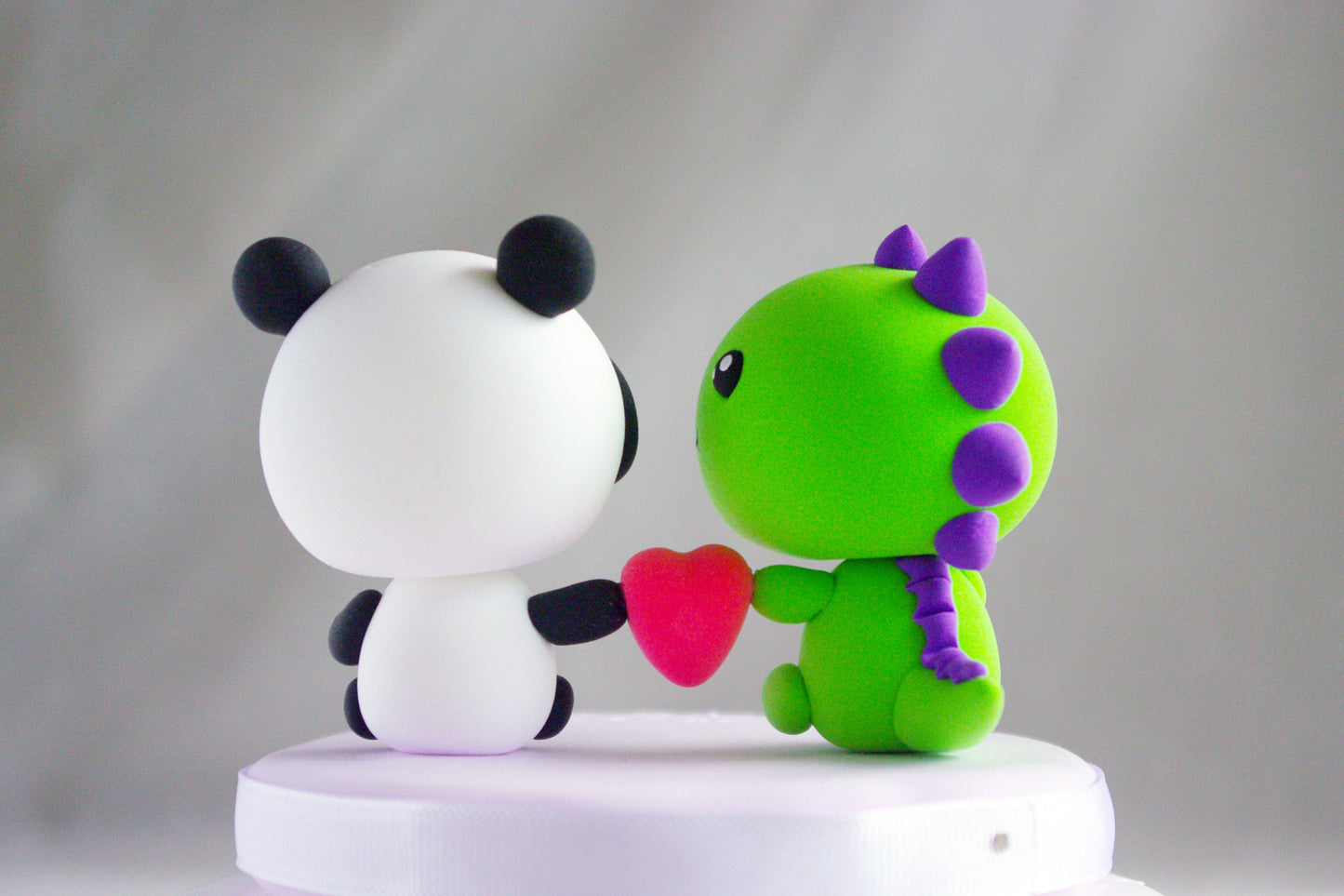 Dinosaur and Panda Wedding Cake Topper