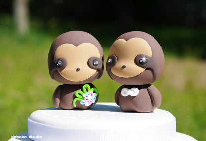 Sloth Wedding Cake Topper | Just Married Couple Figurine