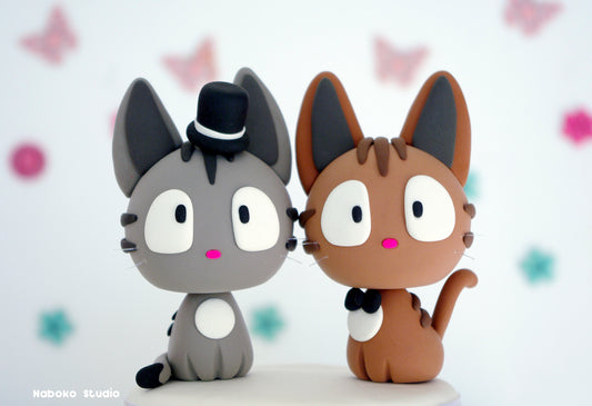 Two Cat Grooms Wedding Cake Topper | Gay Couple Gift Idea