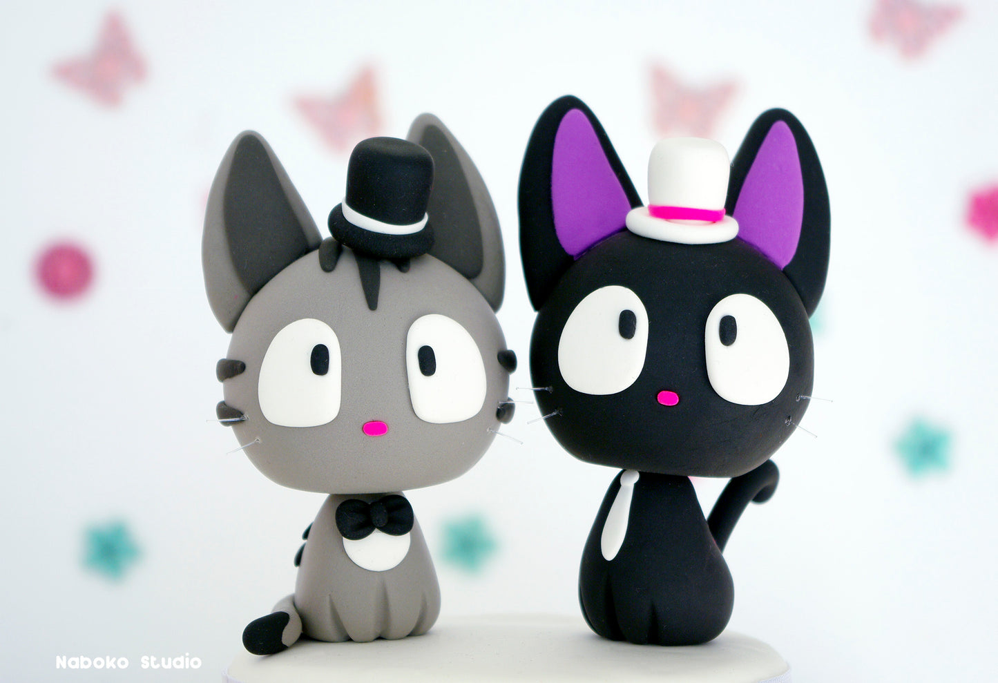 Gay Wedding Cake Topper | Two Cat Grooms Figurine